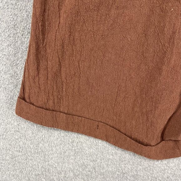 SHEIN Shorts Womens Large Brown Pleated High Waist Cuffed Hem Pockets Belt Loops - Picture 15 of 16